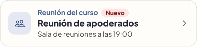Evento del curso: reunión de apoderados a las 19:00.